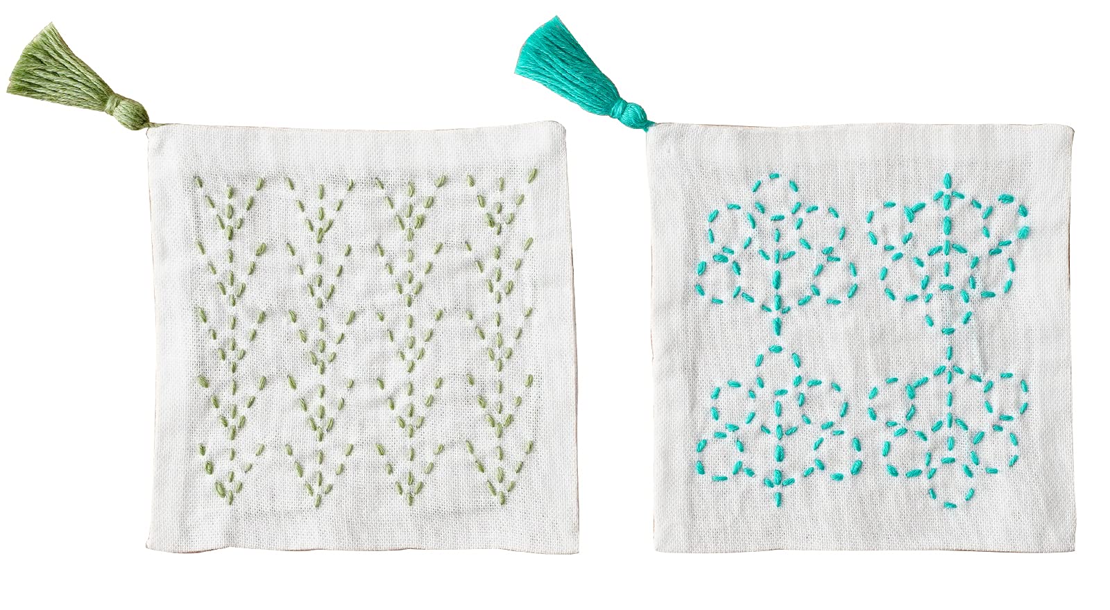 Plain Wool, Just Stab Along with the Design! Easy Kit, Sashiko Coaster, 100% Cotton, Made in Japan, Forest and Tree Nuts : Hobbies