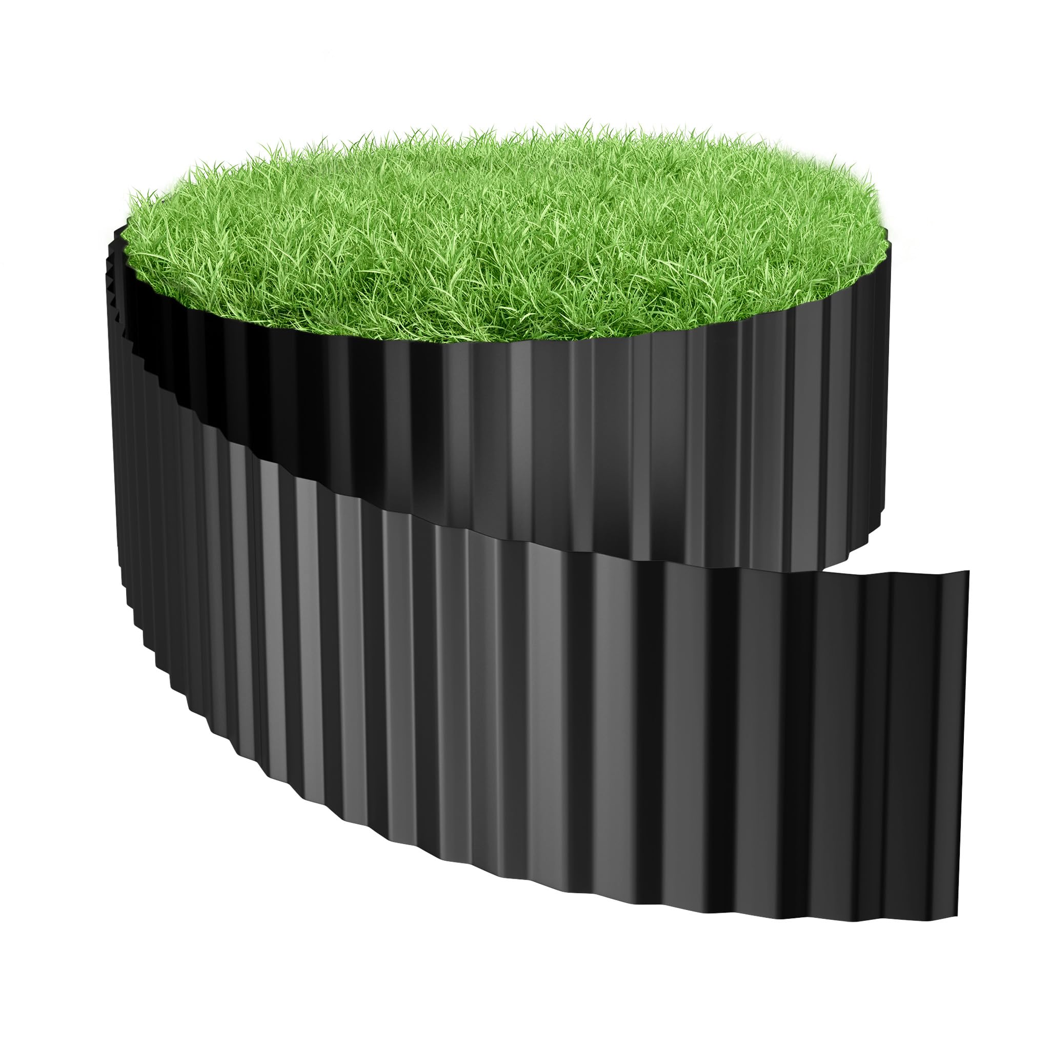 Aufun Metal Border Edging Flower Bed Edge Lawn Edging Strip Garden Edging Border Driveway Edging Flower Bed Edge Anti-Rust Edging Black, 18cm x 10m