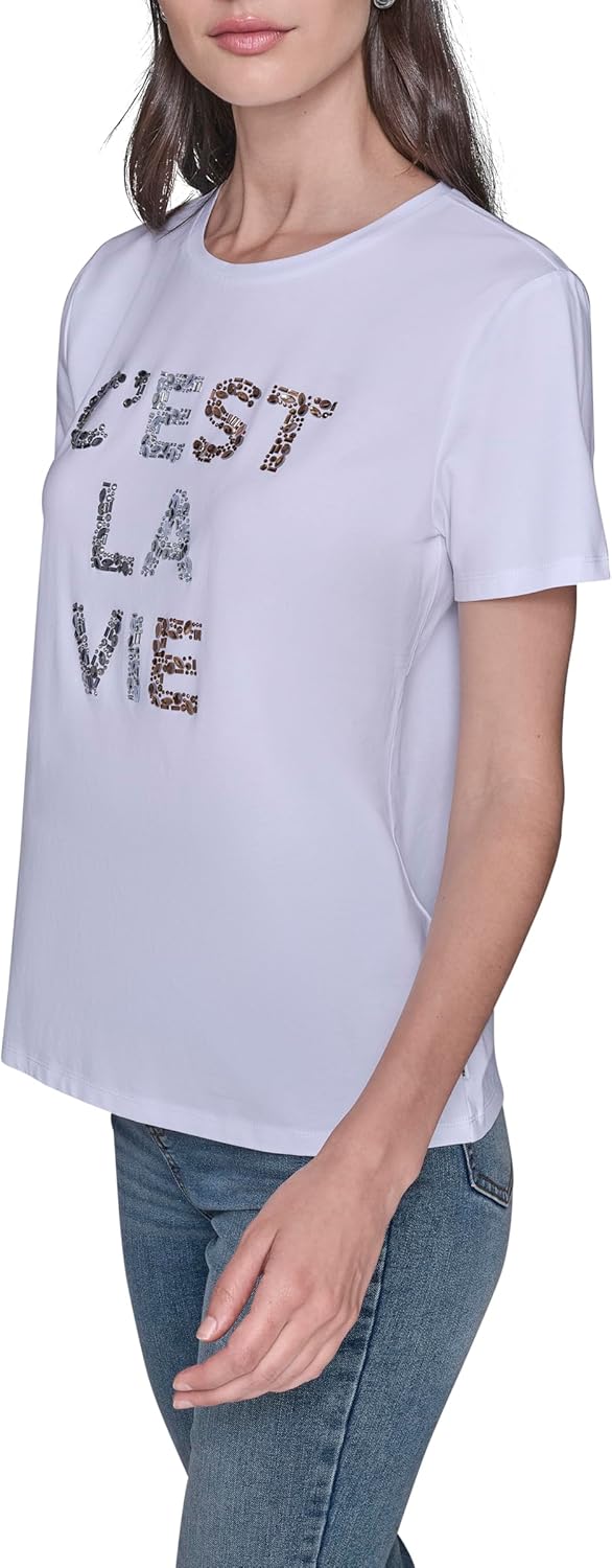 Karl Lagerfeld Womens Short Sleeve Soft Everyday Logo T-Shirt - Image 3