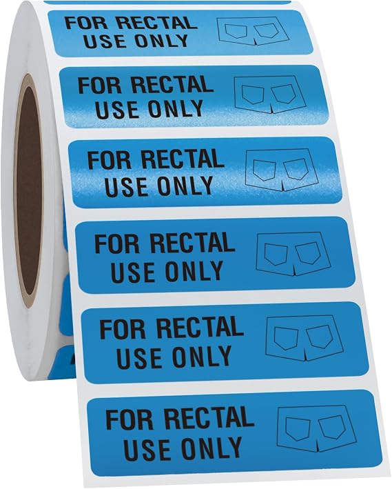 Hybsk 500pcs for Rectal Use Only Stickers 1.5 x 0.47 Stickers with Permanent Adhesive Funny Labels for April Fools' Day (Blue)