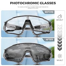 KAPVOE Photochromic Cycling Glasses Men Women Mountain Bike Sunglasses Clear MTB Bicycle Riding - K9408