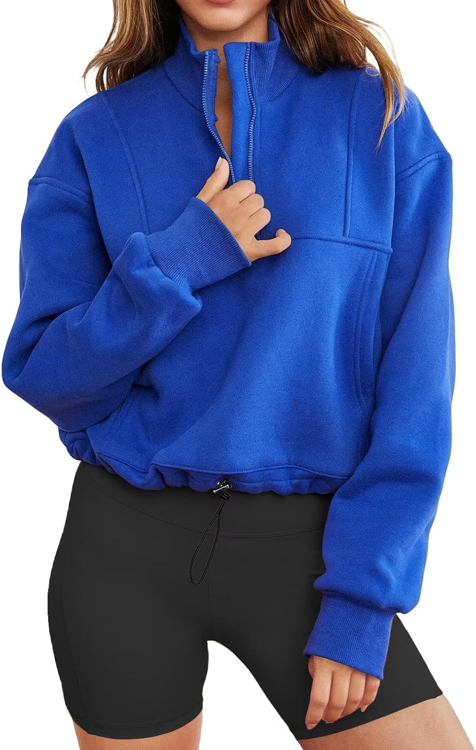 LEEDYA Womens Long Sleeve Half Zip Sweatshirts Oversized Casual Pullover Tops Fall Fashion Outfits 2025 Y2k Clothes