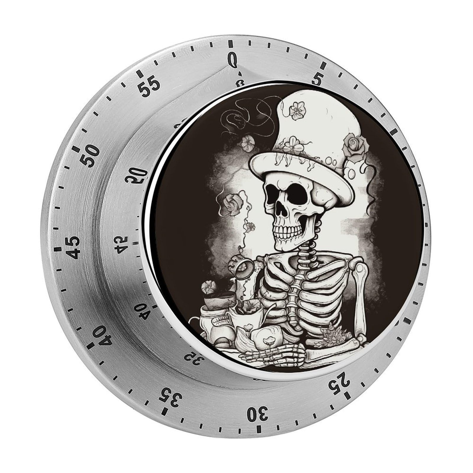 Skeleton Chef Visual Timer Chef Cooking Timer Clock with Loud Alarm Mechanical Desk Timers Countdown Reminder Magnetic Exquisite Stainless Steel Body Timers