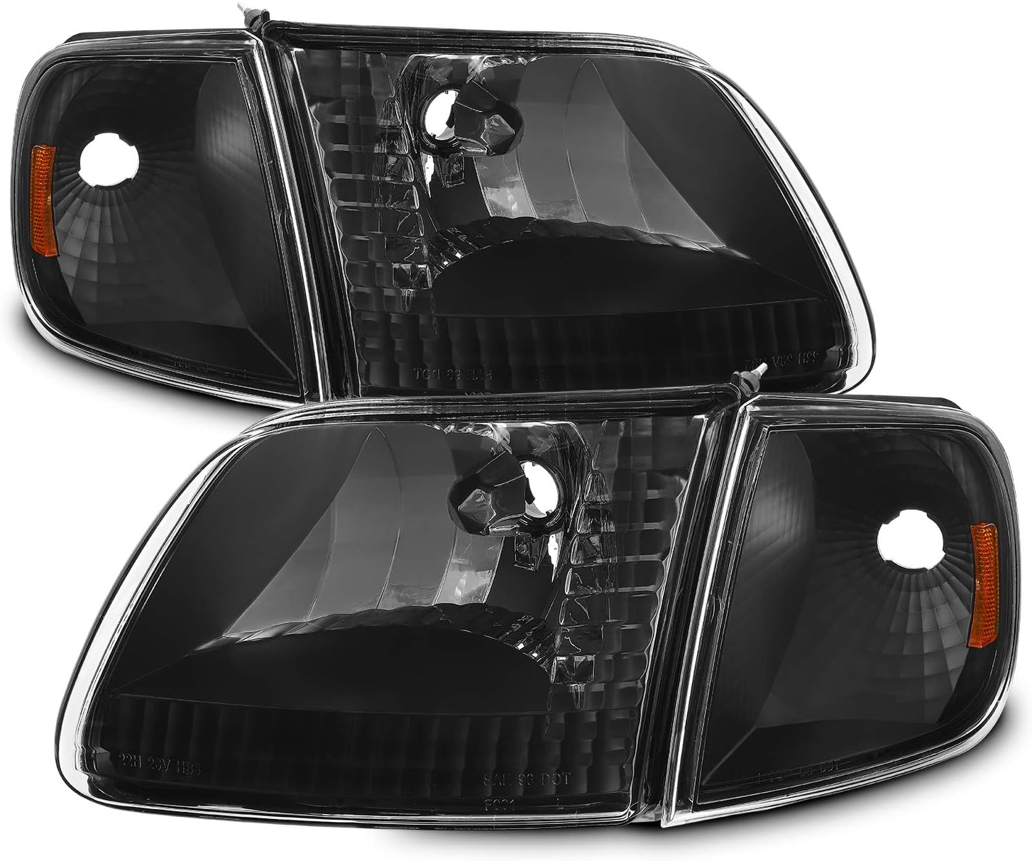 AKKON - For 1997-2003 Ford F150 F250 Light Duty Heritage Expedition OE Replacement Black Headlights Corner Left/Right Lamp