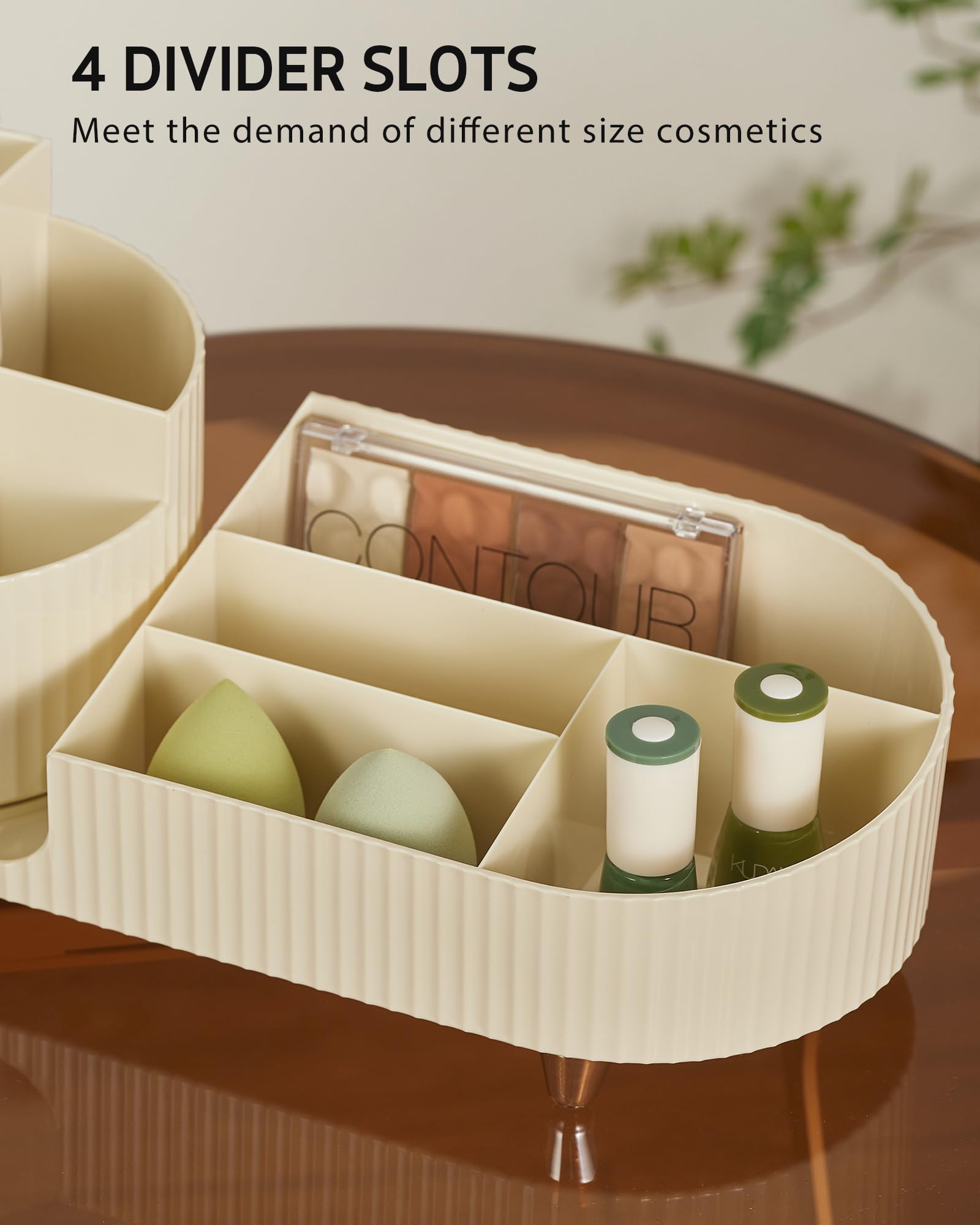Syntus Organiseur de maquillage rotatif de grande capacité, support de rangement rotatif pour coiffeuse, soins de la peau, organisation de comptoir de salle de bain