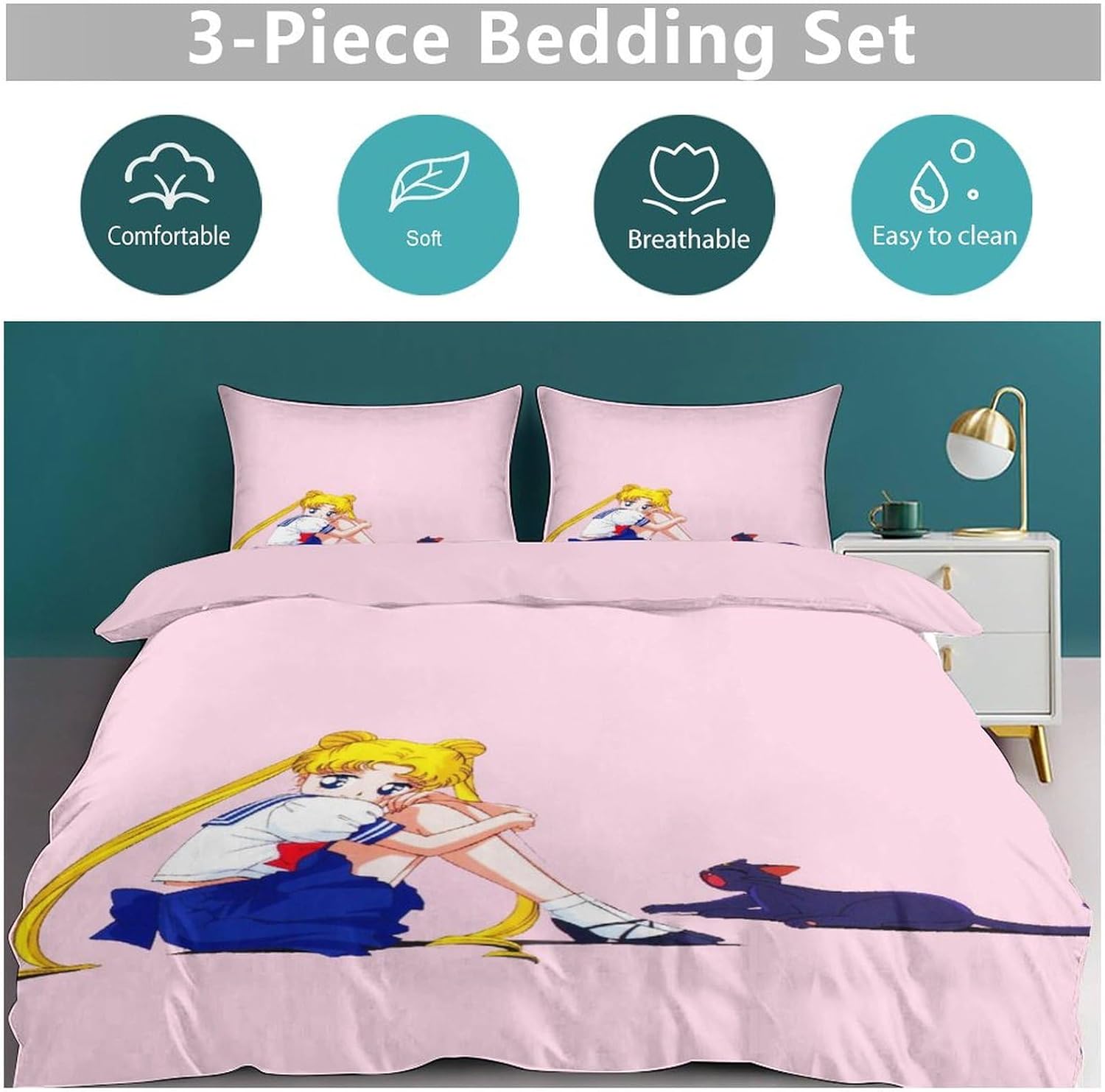 セーラームーン 月野うさぎ 布団カバー 枕カバー 美少女戦士セーラームーン 月野うさぎ布団カバーセット シングル・3点