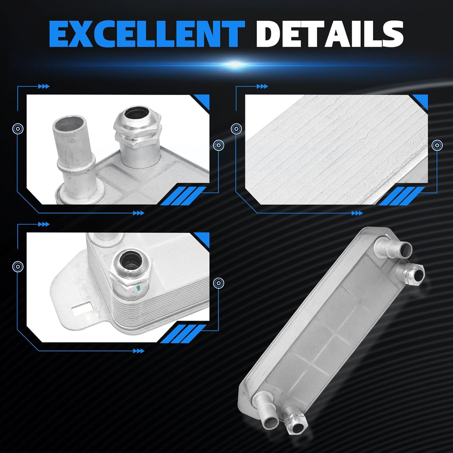 HC3Z-7A095-B Engine Oil Cooler for Ford F-250 F-350 Super Duty 6.2L 6.7L V8 2017 2018 2019 2020 2021 2022 Replace HC3Z7A095B