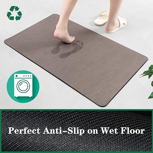 Miniatura 3 de Alfombra de baño, fina y súper absorbente, antideslizante, alfombra de baño lavable, para debajo de la puerta, para bañera, cocina, ducha y cuarto