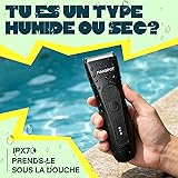 MANSPOT Rasoio Elettrico Corpo Uomo, Depilatore Corpo Uomo Impermeabile IPX7, Rasoio Parti Intime Umido e Asciutto, Rasoio Intimo per Viso, Braccia, Torace, Gambe, Ascelle - 5