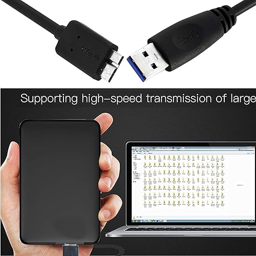 Miniatura 5 de SaiTech IT Cable USB 3.0 A a Micro B de alta velocidad hasta 5 Gbps Cable de transferencia de datos para disco duro externo portátil - (7.9 in),