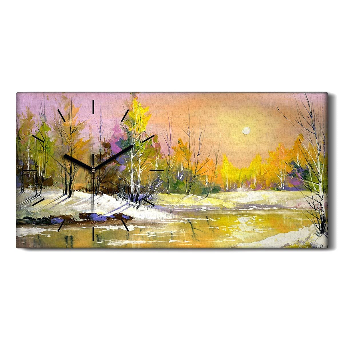 Horloge sur Toile 60x30cm La rivière Forest avec Mains Noires