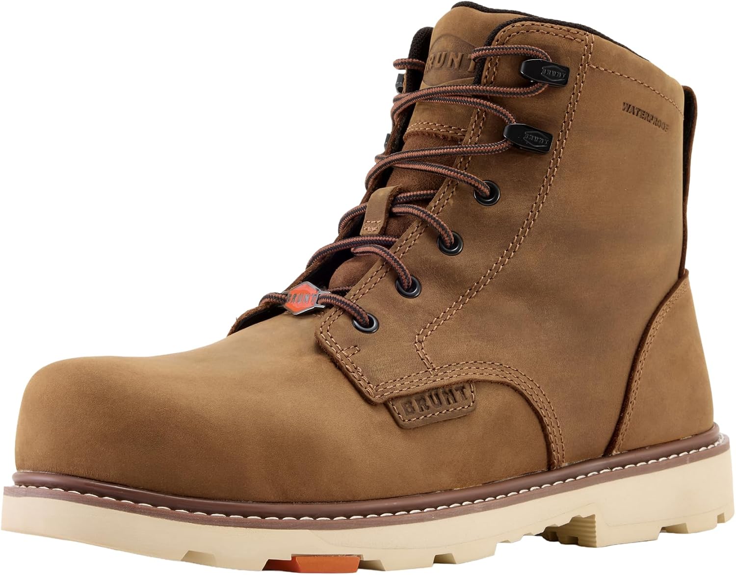 BRUNT Sullivan (Comp Toe) - 6" Waterproof Composite Toe Work Boot - EH Rated - Slip + Oil Resistant - Heat-Resistant Sole - 90-Degree Heel - Adjustable