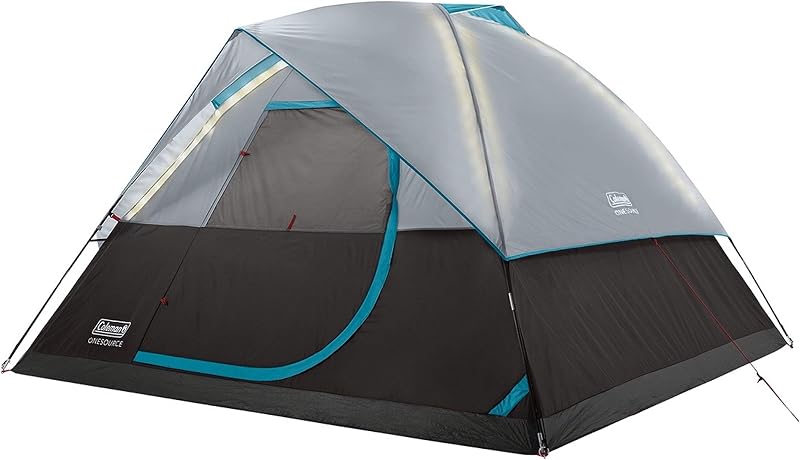 Tienda de campaña OneSource recargable para 4/6 personas con sistema de flujo de aire e iluminación LED, incluye mosca de lluvia, ventilador de tienda, luces y batería intercambiable, tienda de fácil configuración para acampar