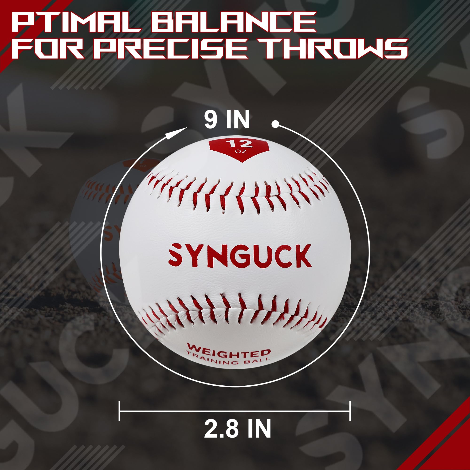 SYNGUCK Juego de pelotas de béisbol con peso de 2/4/6 – Pelotas de entrenamiento para aumentar la velocidad de lanzamiento, fuerza de brazo y precisión para jugadores de béisbol, entrenadores y