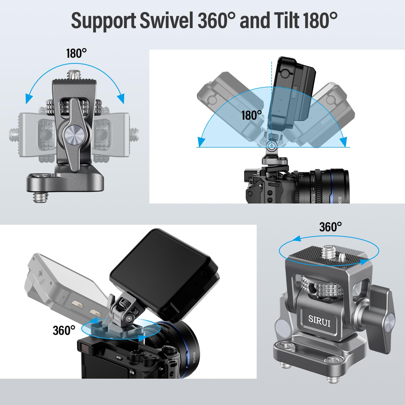 SIRUI Field Monitor Bracket with Dual 1/4" Screws Mount - Image 3