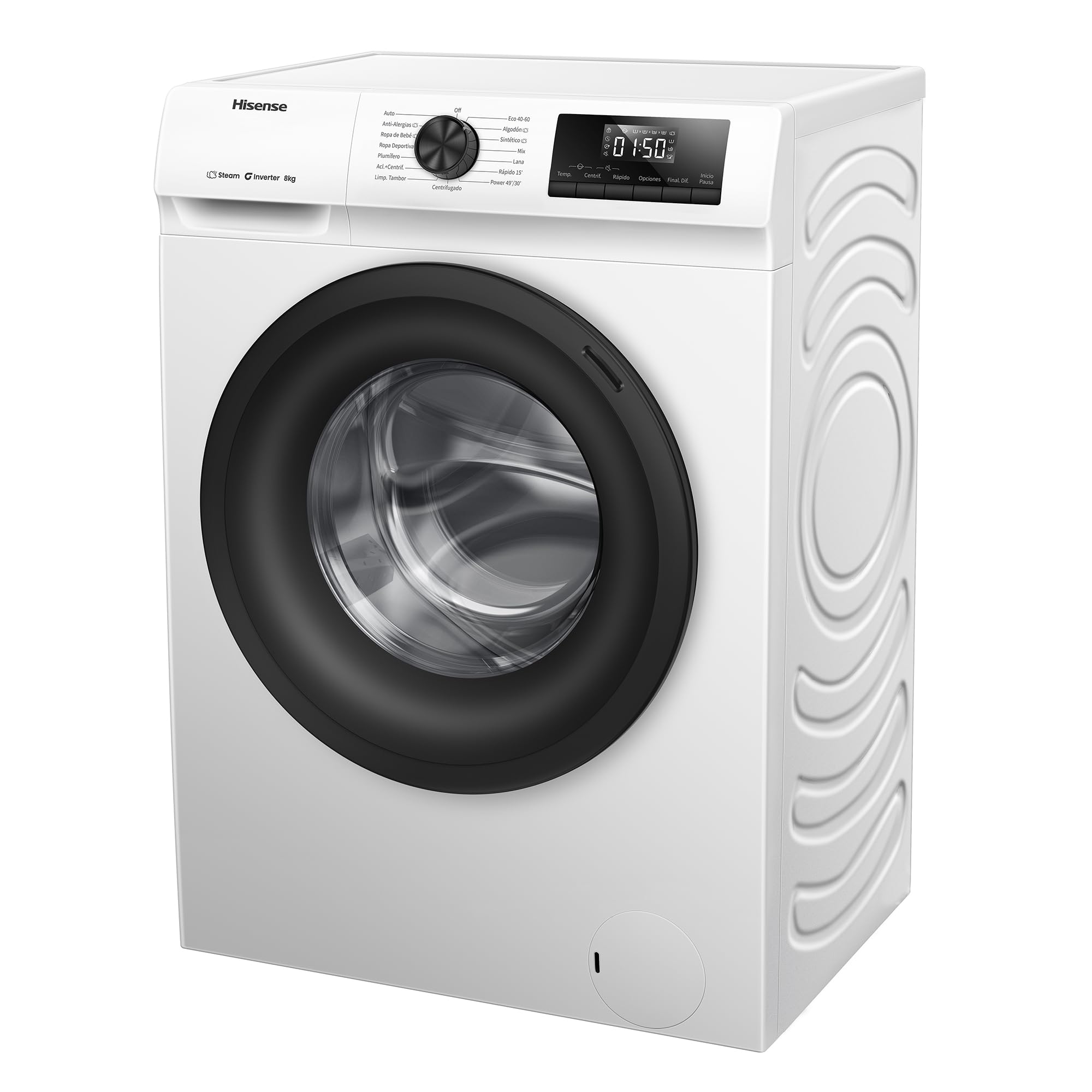 Hisense WF1Q8041BW - Lavadora, Class A, 8 Kg, 1400 rpm, Alto 85 cm x Ancho 60 cm, Color Blanco, Función Vapor 99,9%, Lavado Rápido+, Lavado Automático, Finalización Diferida, Tecnología Inverter