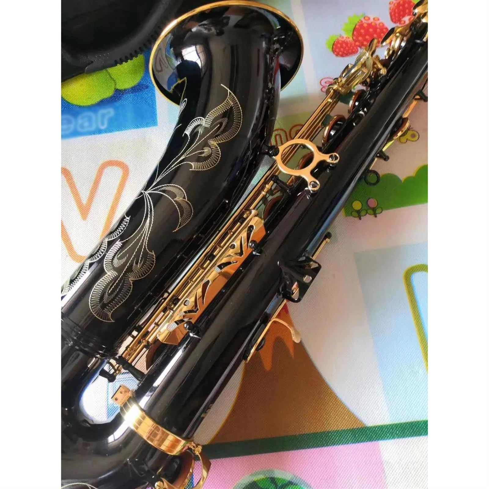 Saxofón Saxofón Profesional Alto/Tenor Drop E, Saxofón Bb Dorado Y Negro Con Banda, Boquilla, Caña (Color : Tenor)