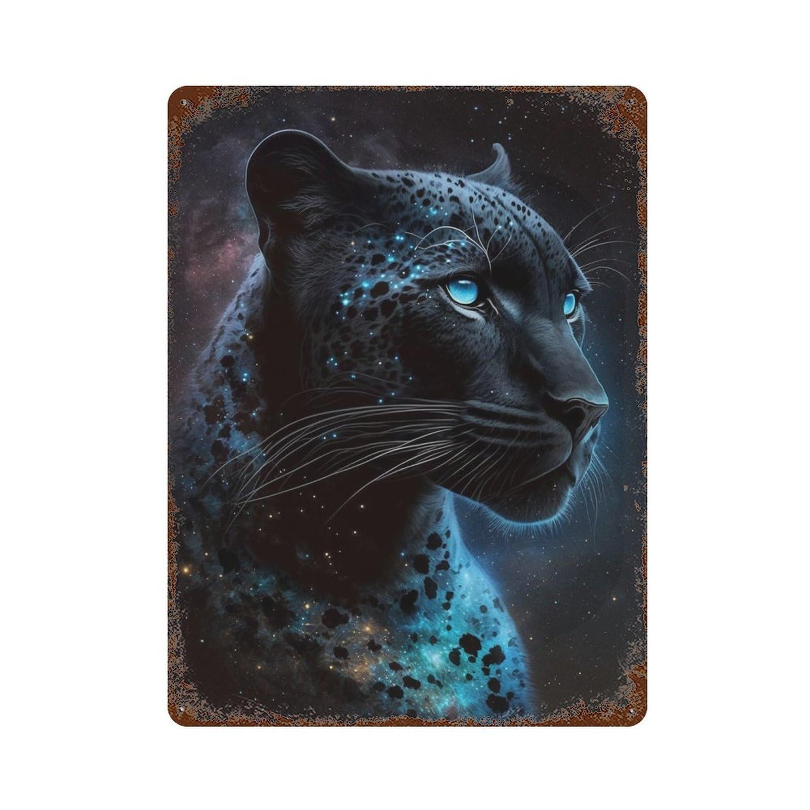 Vintage Rust Metal Sign Galactic Leopard Portrait-1 15.7"x11.8", Vintage Wall Decor for Office, Studio And Wall Decor