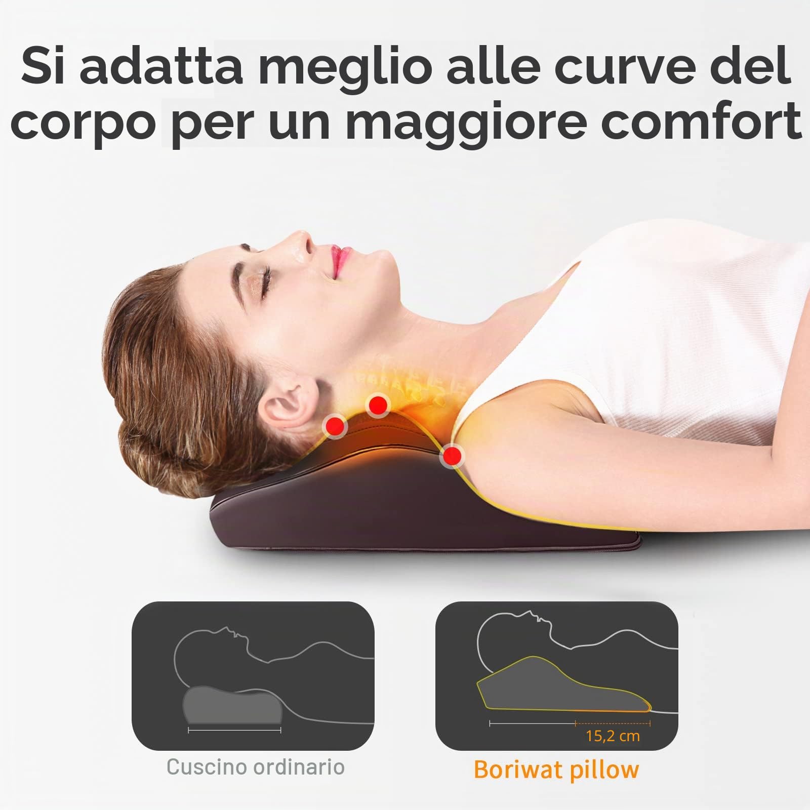 Massaggiatore per la schiena con calore, cuscino per il massaggio shiatsu del collo per il rilassamento muscolare e il sollievo dal dolore