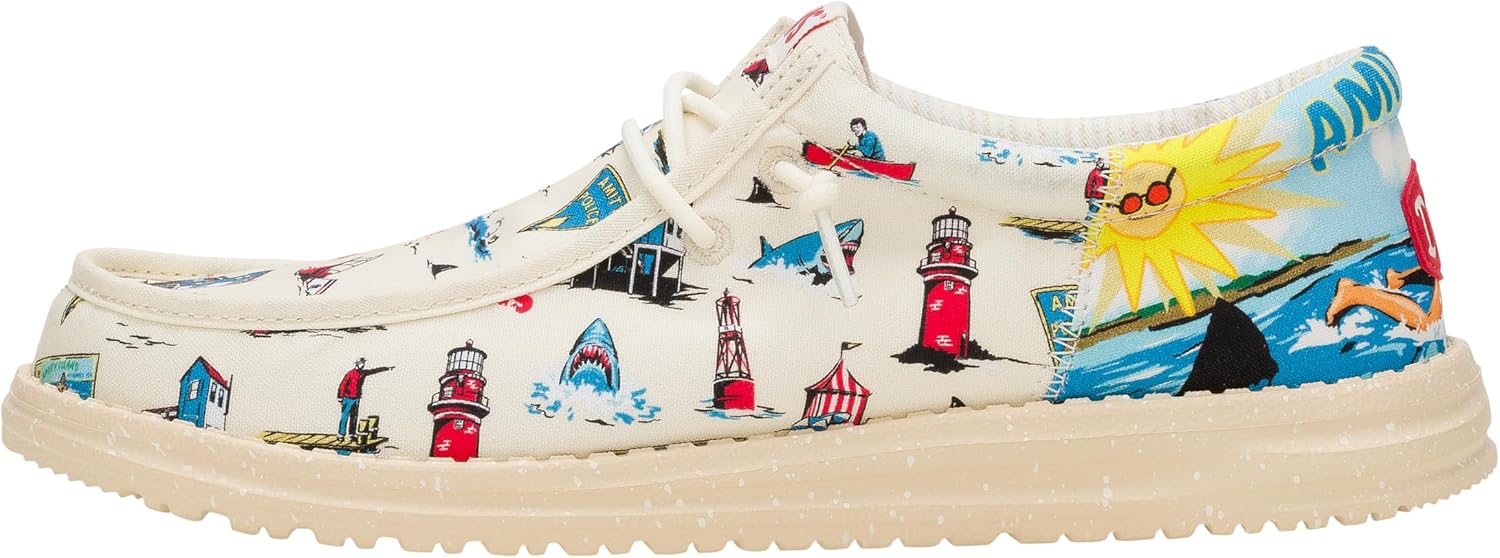 HEYDUDE Wally Funk Jaws Cream/Multi Men’s Shoes, Men’s Slip-on Loafers, Comfortable & Light-Weight
