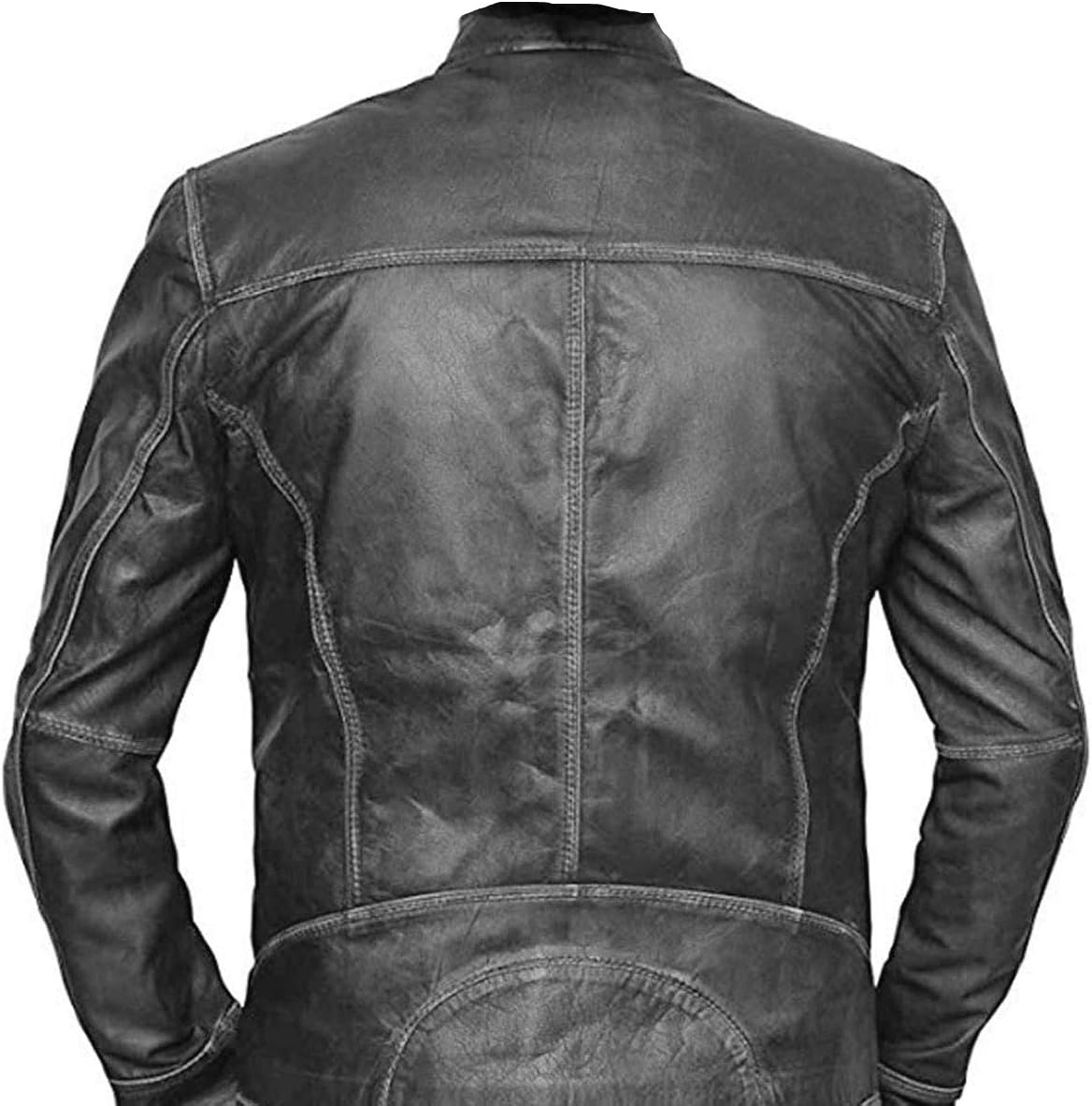 SID Mens Military Brown Tough Lambskin Leather Jacket, Biker Jacket
