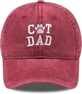 Embroidered Vintage Washed Cotton Baseball Cap, Adjustable Unisex Pet Dad Hat for Men Women Outdoor Casual Gift