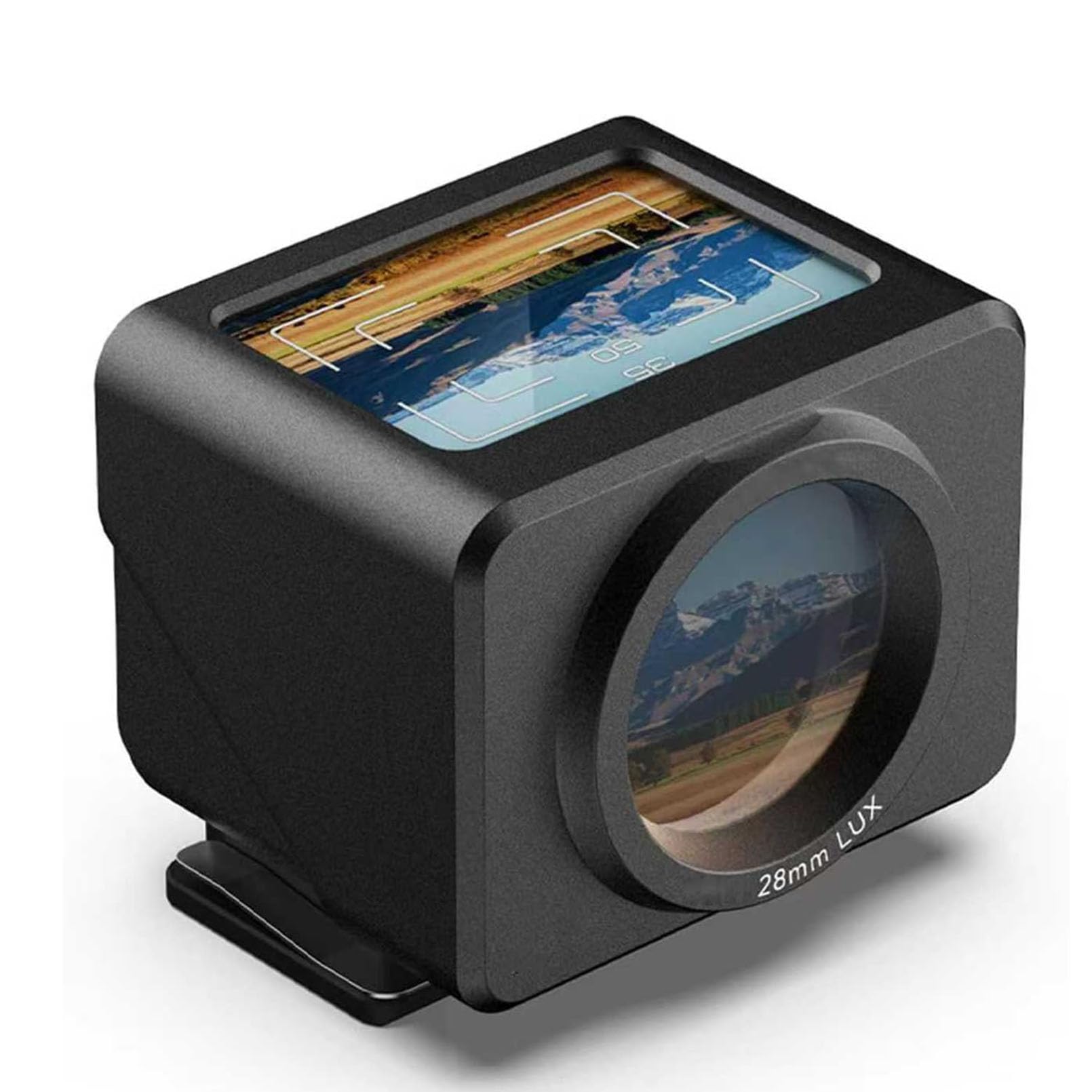 Mirino Ottico A Livello Della Vita, Mirino Ottico Esterno Per Fotocamera Con Paraluce Antiriflesso Rimovibile, Struttura In Lega Di Alluminio, Interfaccia A Slitta Calda/fredda Regolab Black 28/35/50