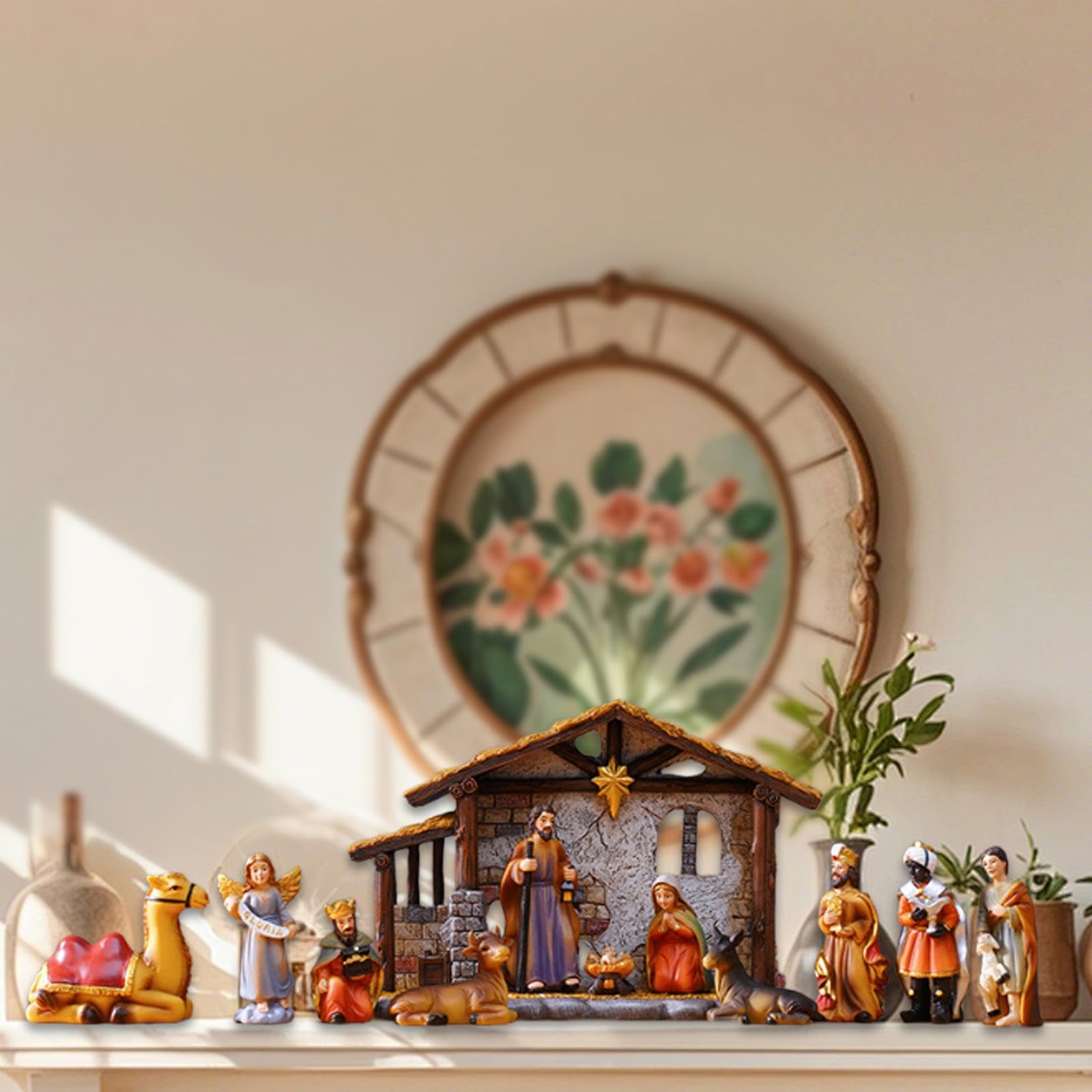 Navideño, Decoración de Interiores, Escenas Navideñas Coleccionables para Mesa.