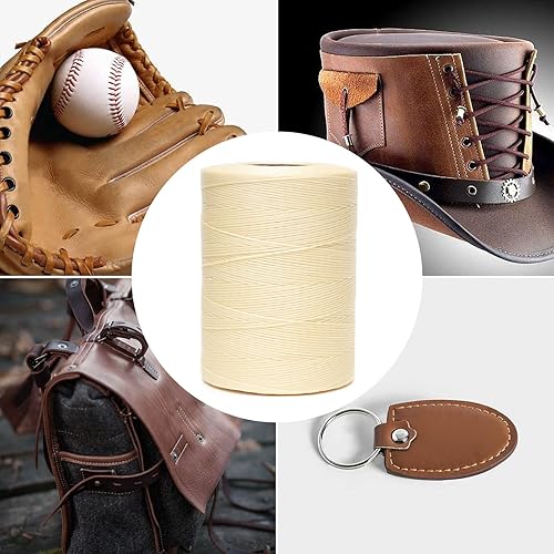 Miniatura 6 de Hilo encerado, 852 yardas 150D 0.031 in hilo de cera de poliéster plano para coser a mano, cuero, manualidades, proyectos de bricolaje, zapatos,