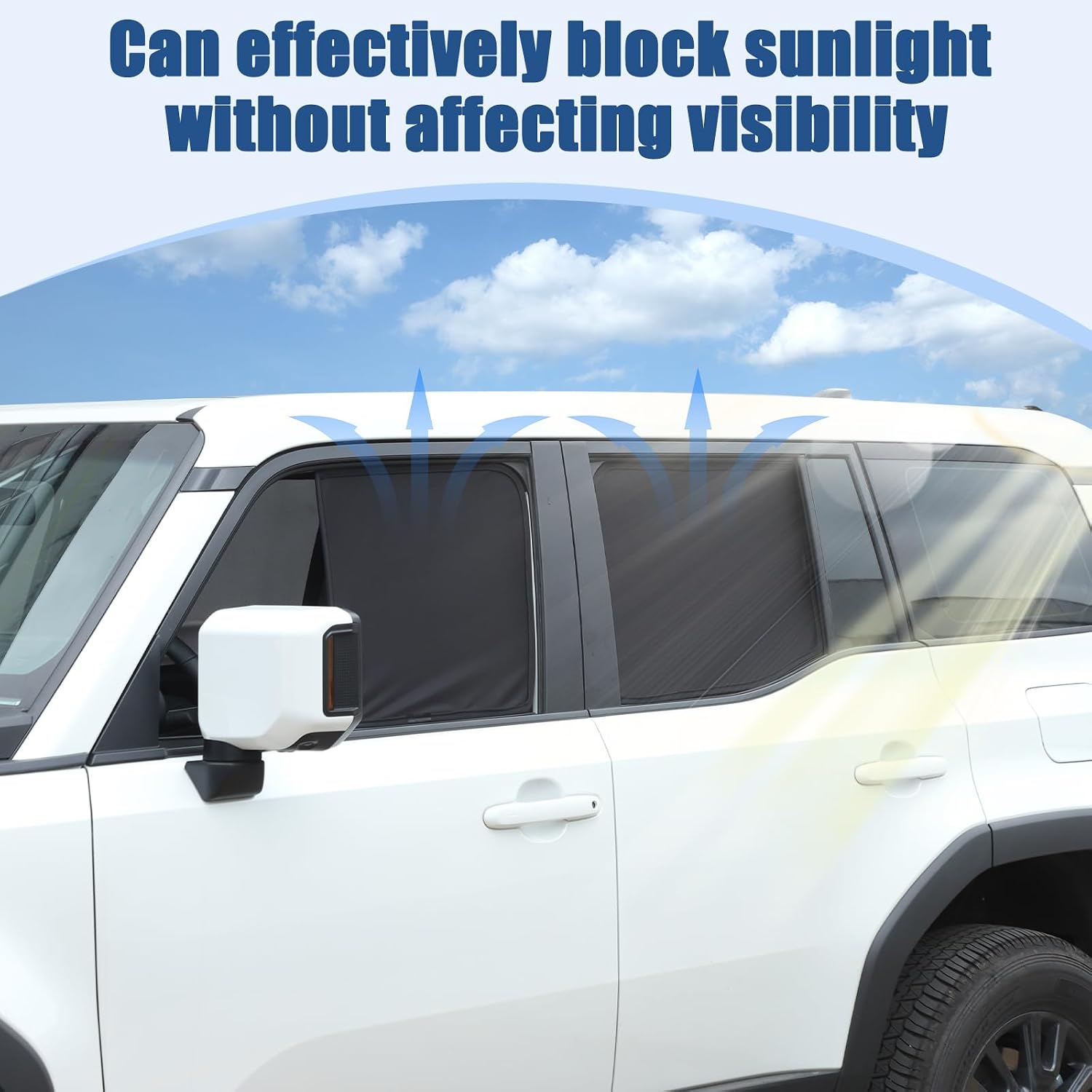 Car Window Sunshade Net Compatible with Toyota Land Cruiser 250 Prado J250 LC250 2024 2025 2026,Shade Breathable Mesh Car Curtains Door Net Double Layer Privacy Protection Shade Mesh Net Accessories