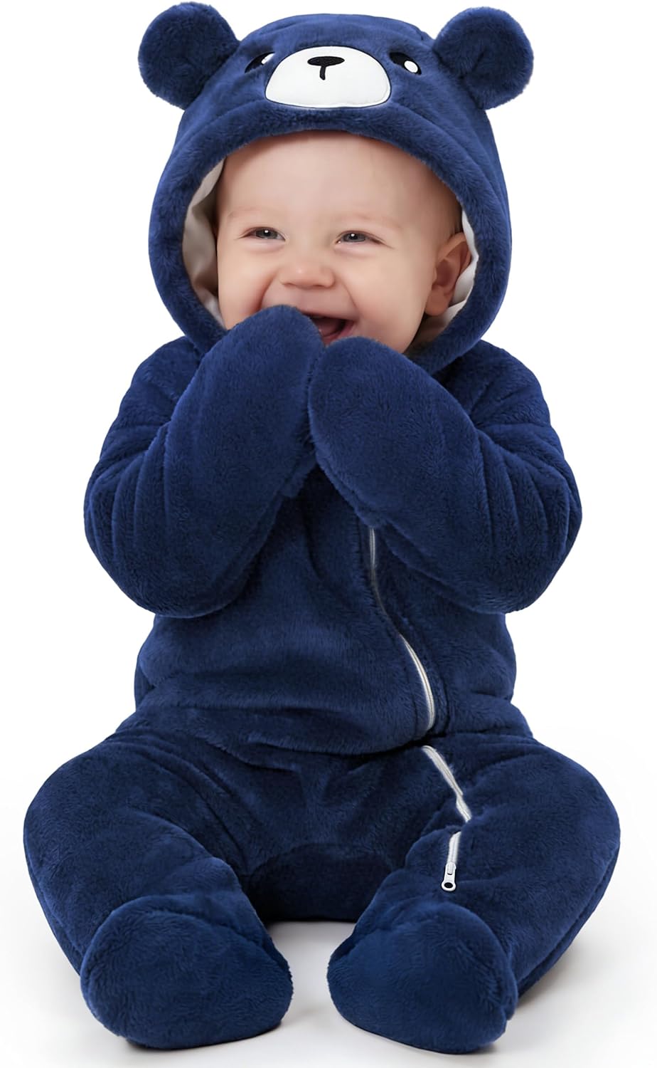 Looxii Baby Snowsuit Fleece Baby Winter Clothes for Newborn Boys and Girls Hooded Footies Romper Bear Costume Soft Warm