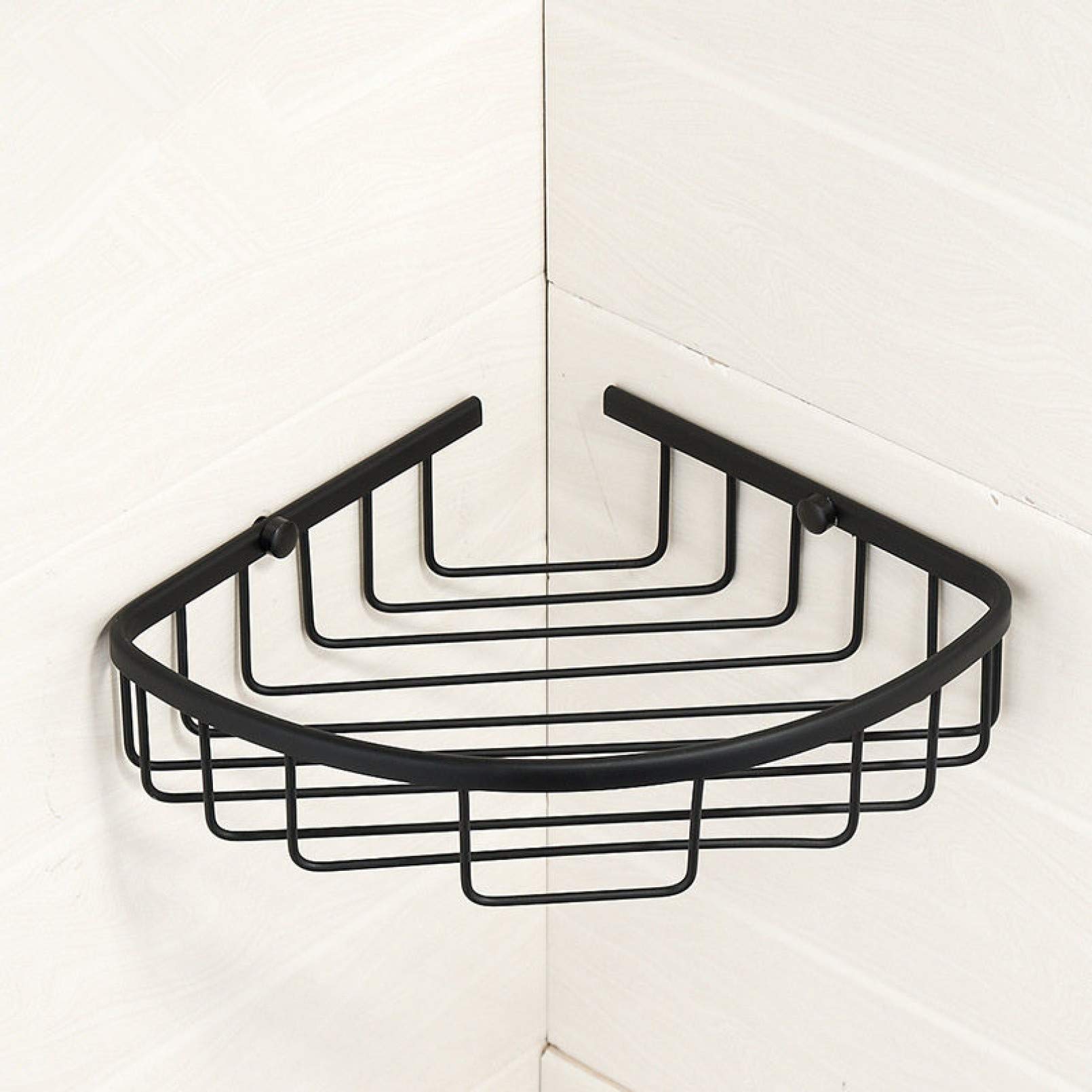 Estante de baño Estante de Ducha de baño de Cobre Estante de Ducha de baño Soporte de Carrito de Ducha de baño Perno de inserción de Dos Niveles Estante de Esquina Negro (1 Nivel)