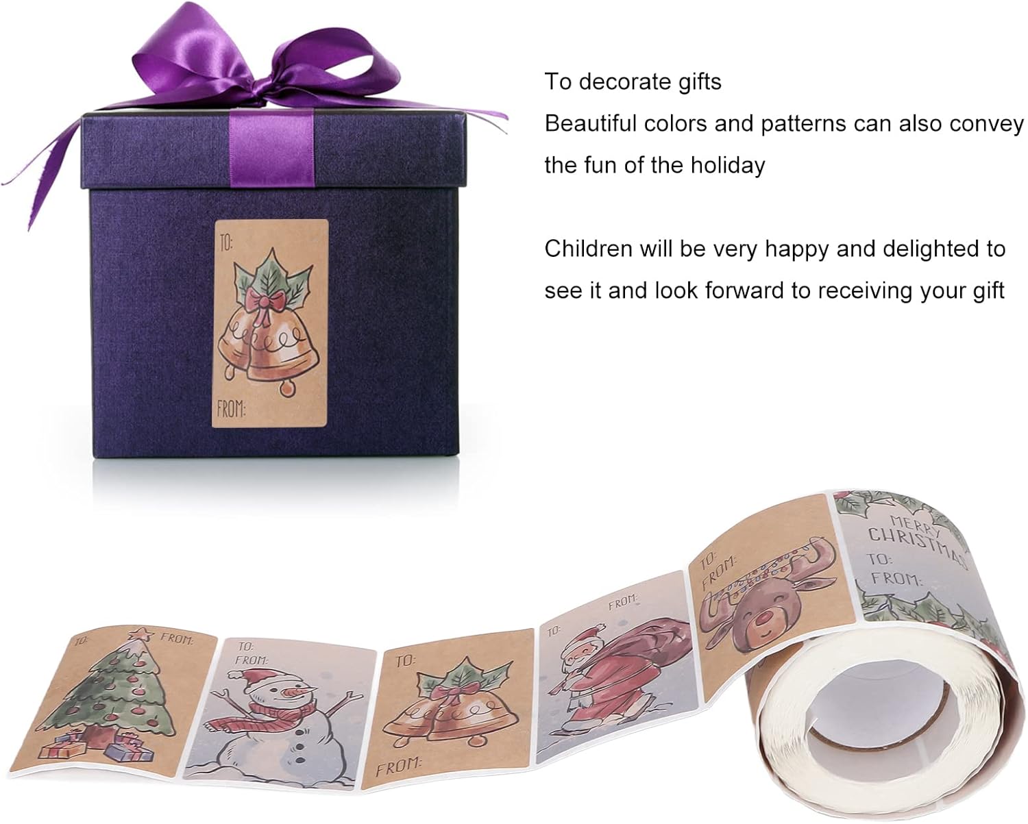 250 Adhesive Xmas Decorative Labels for Cards Gift Envelopes Boxes with 6 Designs,Christmas Sticker, For Gift Box Packaging Decoration, Perfume Bottle Sub Labeling, Christmas Sticker, 250 Adhesi