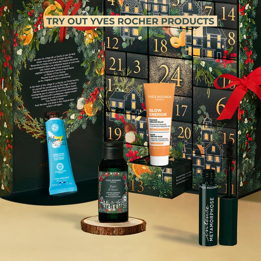 Yves Rocher Calendario dell'Avvento Cosmetica & Bellezza - Regalo con 24 sorprese: cura del viso, del corpo, dei capelli; trucco, e profumi - Calendario dell'Avvento per donne – Edizione limitata