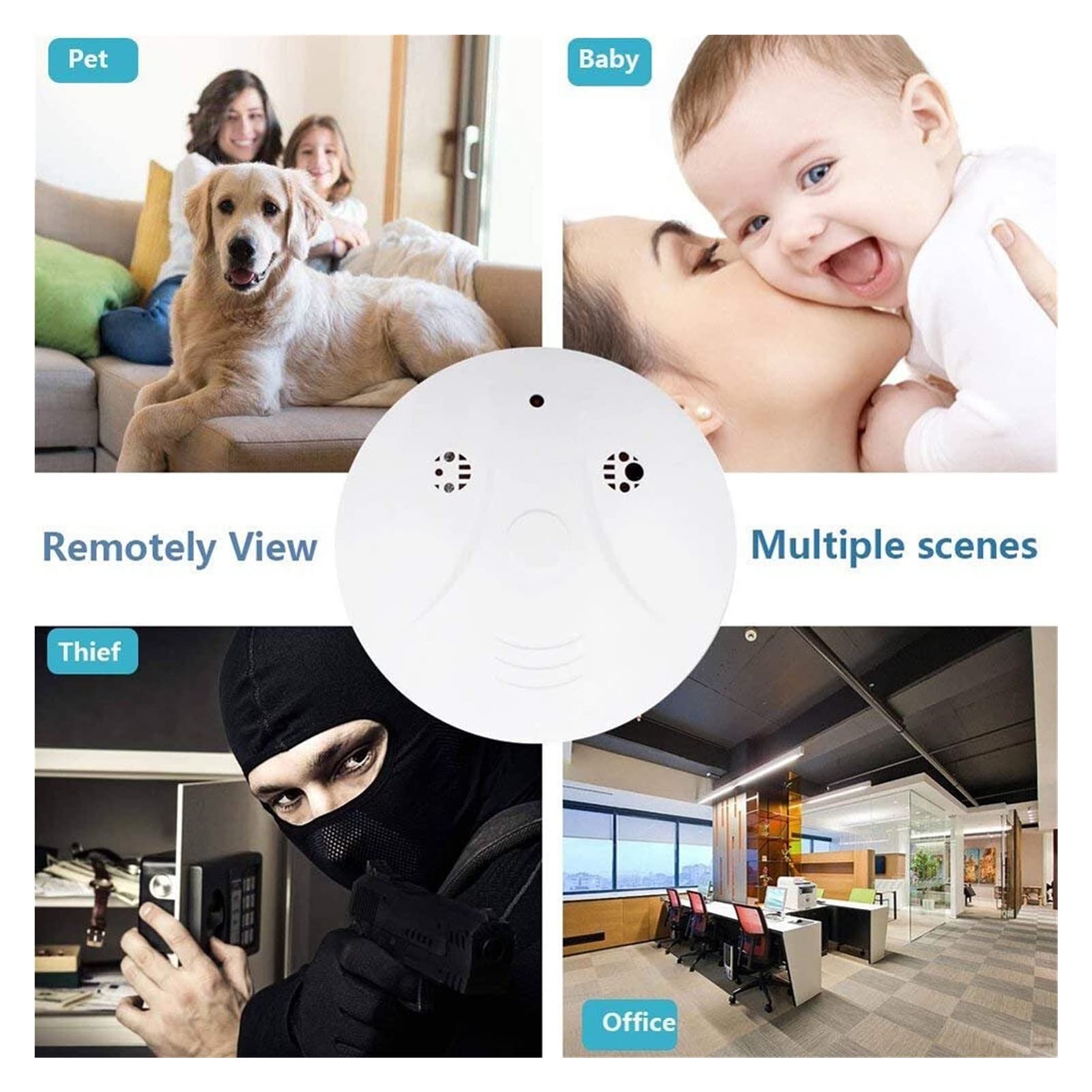 Detector de Humo inalámbrico con Alarma de Humo Detector de Humo de cámara WiFi de 1080p Cámara inalámbrica Detección de Movimiento de la cámara del hogar Video Vigilancia Monitor Remoto (Size : Came