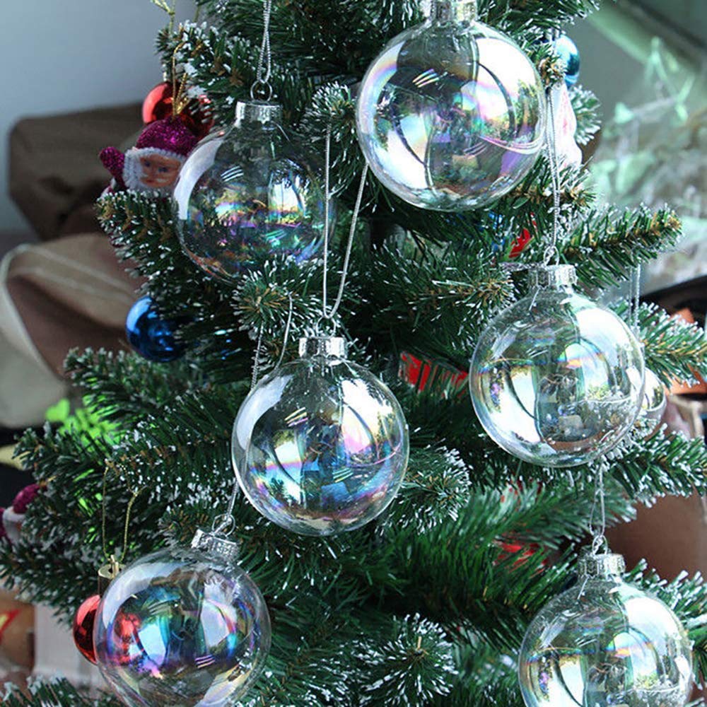 Anjing Weihnachtskugeln 5 Stück aus Glas transparent, schillernd, befüllbar, Christbaumkugeln Durchsichtige