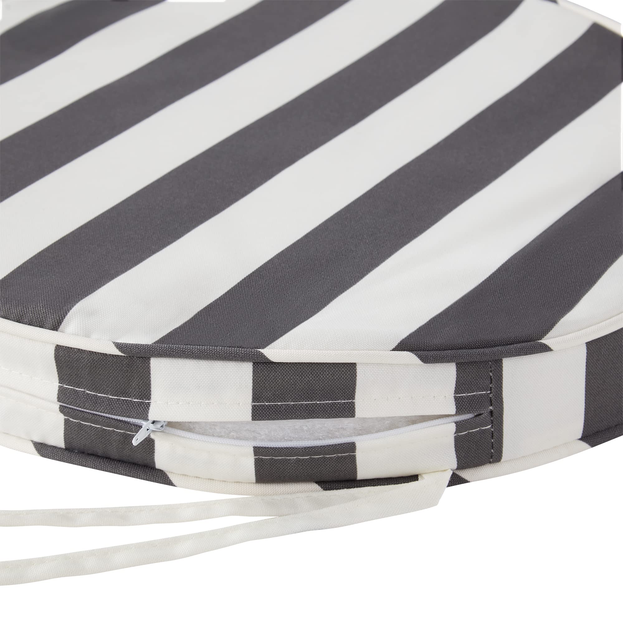 Greendale Home Fashions Zewnętrzna 45 cm okrągła dwustronna poduszka do siedzenia, szary pasek