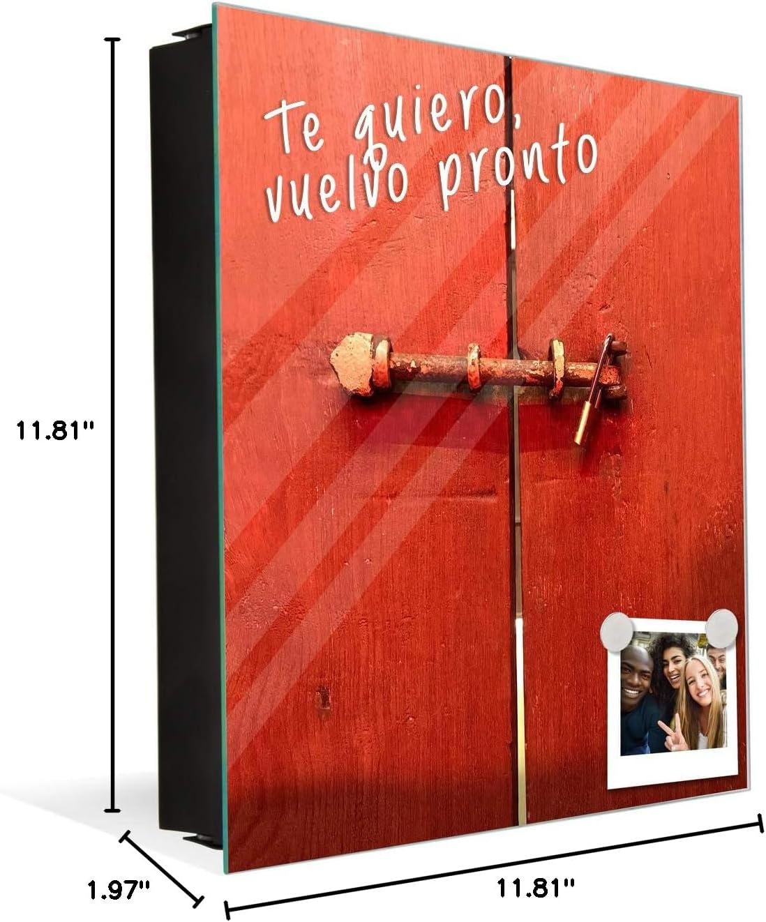 Concept Crystal Decorative Key Storage Cabinet with Glass White Board K10A: Antique Latch with no Entry