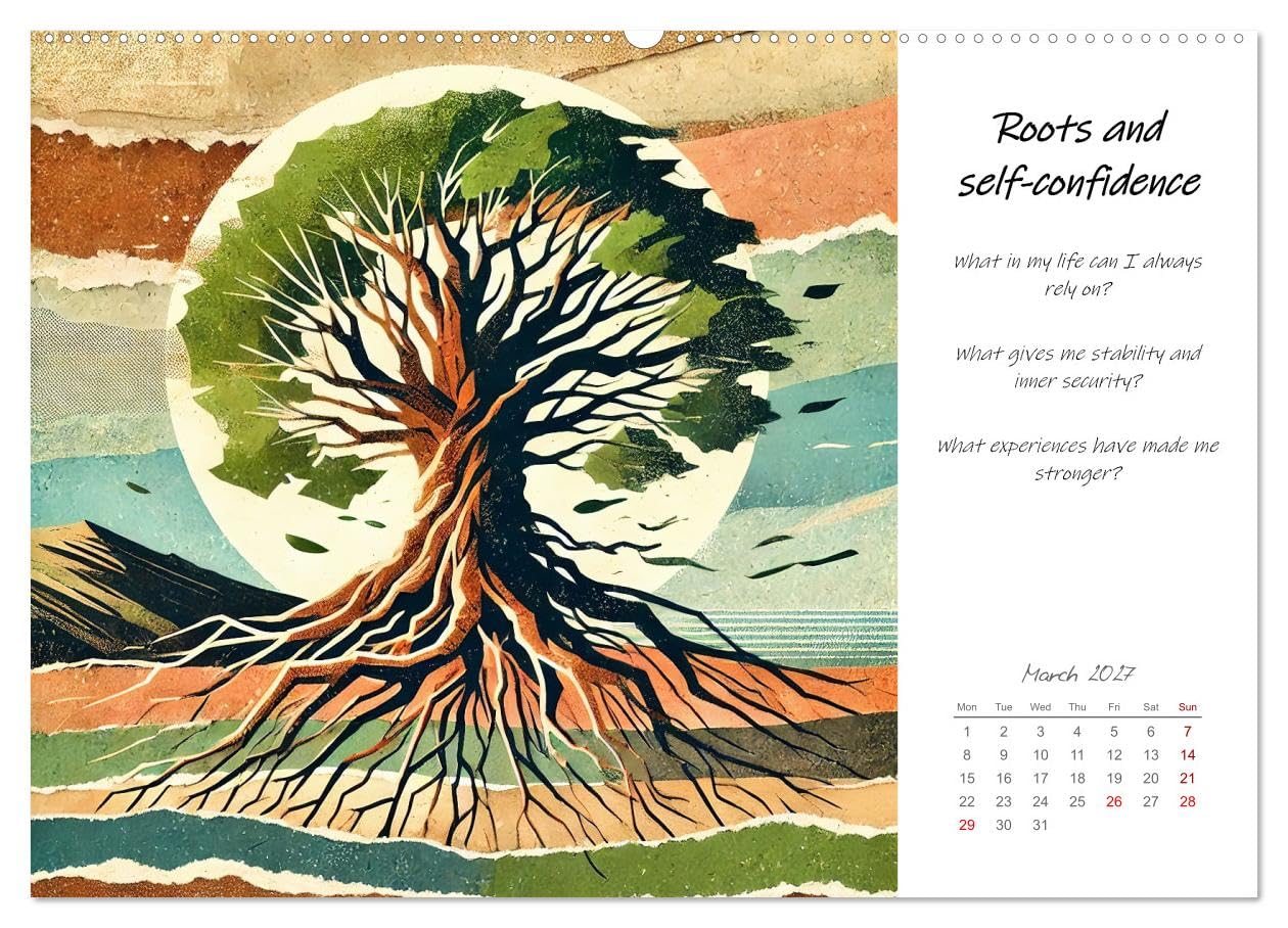 More confidence in 12 months - Collages with reflection questions for a stronger self (High Quality Premium Wall Calendar 2027 DIN A2 ... calendar with AI-generated nature collages.