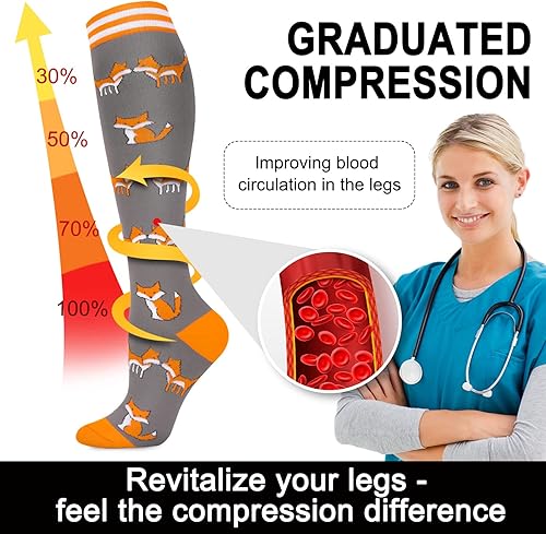 Miniatura 7 de Aoliks 78 pares de calcetines de compresión médica para mujeres y hombres, calcetines de apoyo hasta la rodilla de 20-30 mmHg para correr,