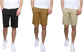 Mens 5-Pocket Flat-Front Stretch Chino Shorts 3-Pack, Size 30-40