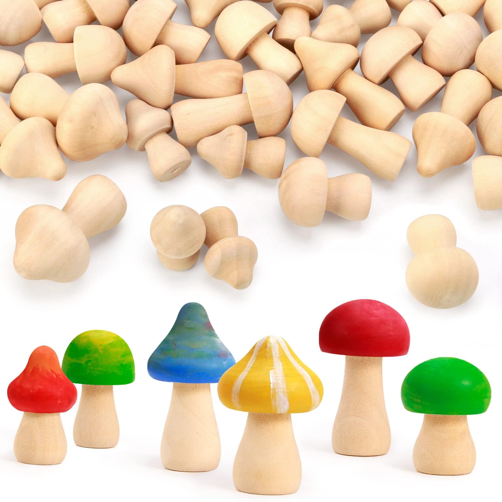 Amazon.com: YHNTGB 25 Pcs Unfinished Wooden Mushroom 9 Sizes of Natural