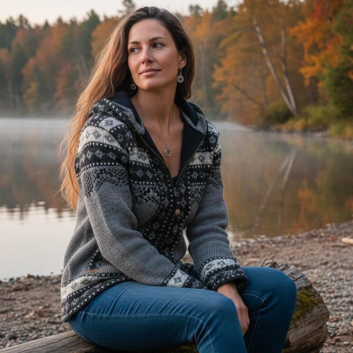 GURU SHOP Kuschelige gefütterte Strickjacke, Wolljacke
