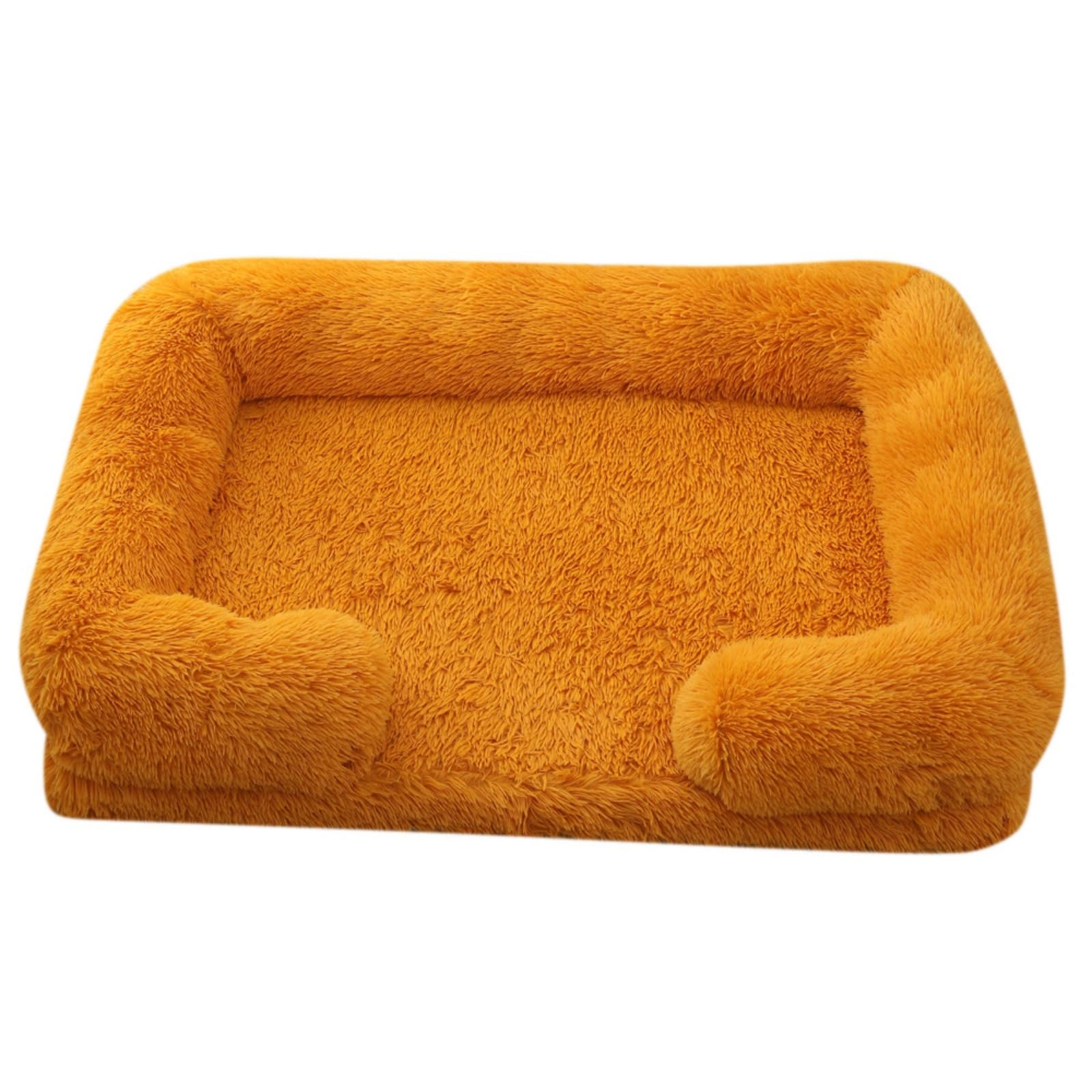 Hixingo Pet Bed Washable for Cat Dog, Anti Anxiety Calming Fluffy Puppy Bed Soft Plush Dog Mattress Warm Fluffy Pad Kitten for Living Room, Bedroom, Balcony, Balcony (Orange,40 * 35 * 12CM)