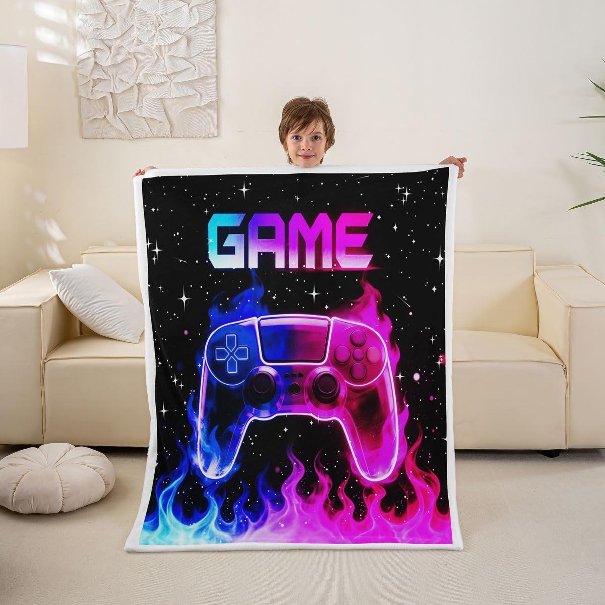 Couverture console de jeu et ciel étoilé : cadeau idéal pour ados passionnés