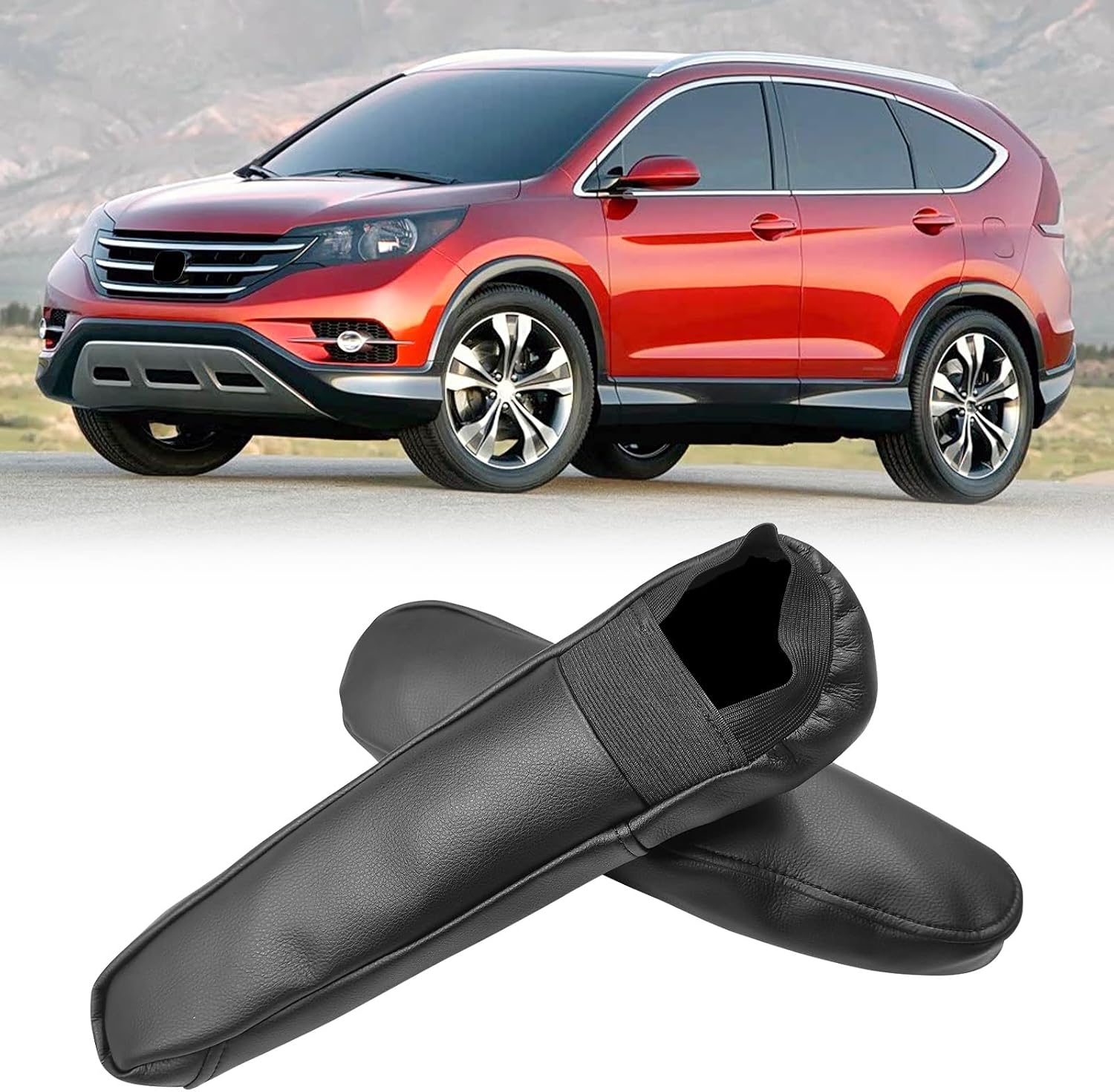 Compatible with Car Front Seat Armrest Cover for Honda CRV 2012 2013 2014 Microfiber Leather Seat Arm Rest Cover for Front Driver and Passenger Side 2PCS Black