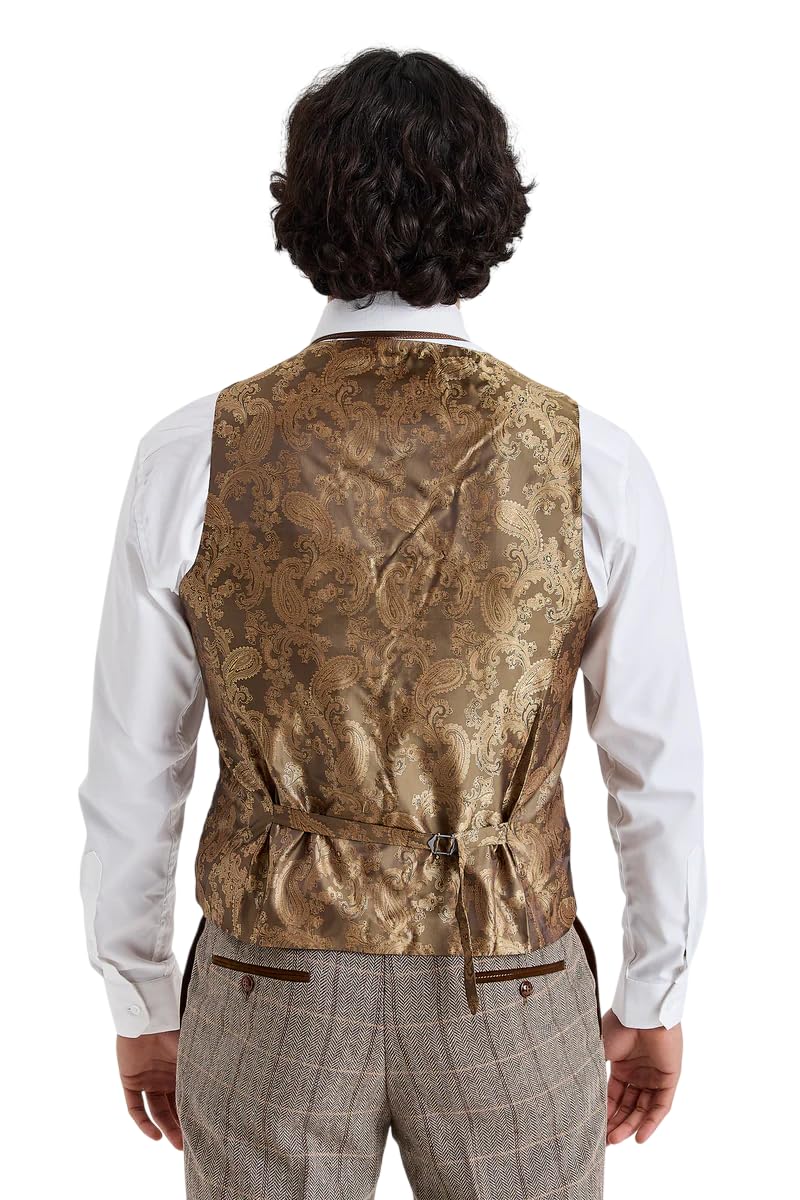 SIRRI Abito da Uomo in Tweed retrò Venduto separatamente Abito Marrone finestrato per Matrimoni e Occasioni Speciali