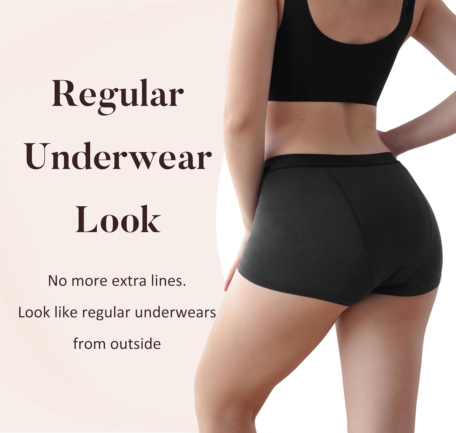 AIRCUTE Reusable Absorbent Urine Incontinence Boxer Briefs Underwear for Women Breathable Leak Proof Boy Shorts 2.0OZ (Black, Medium) - Image 6