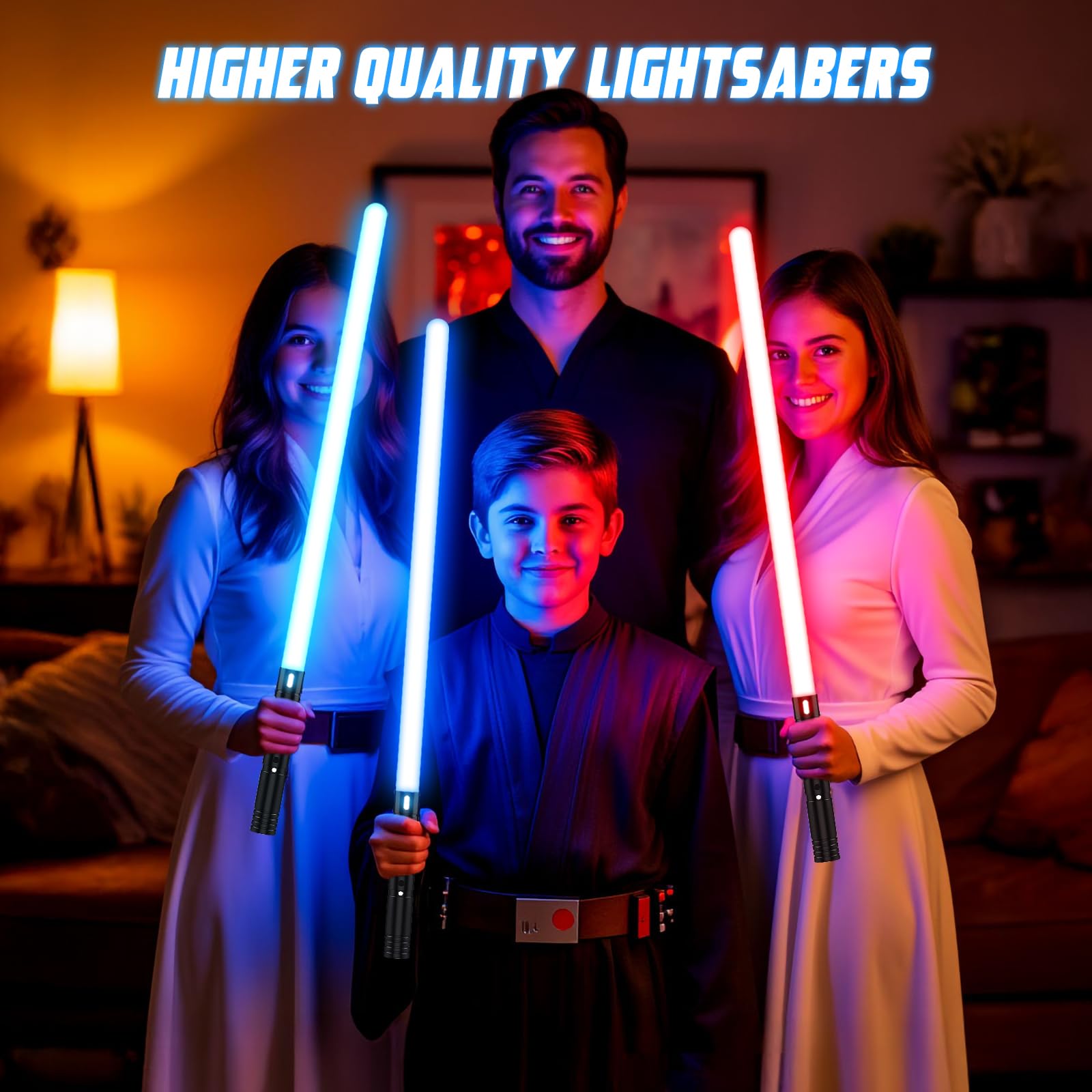 Miecz laserowy, miecz laserowy dla dzieci RGB 15 kolorów, miecze laserowe z efektami dźwiękowymi FX, zabawka dla dzieci, Halloween, galaktyczny wojownik odgrywanie ról (60 cm, 1 szt.)