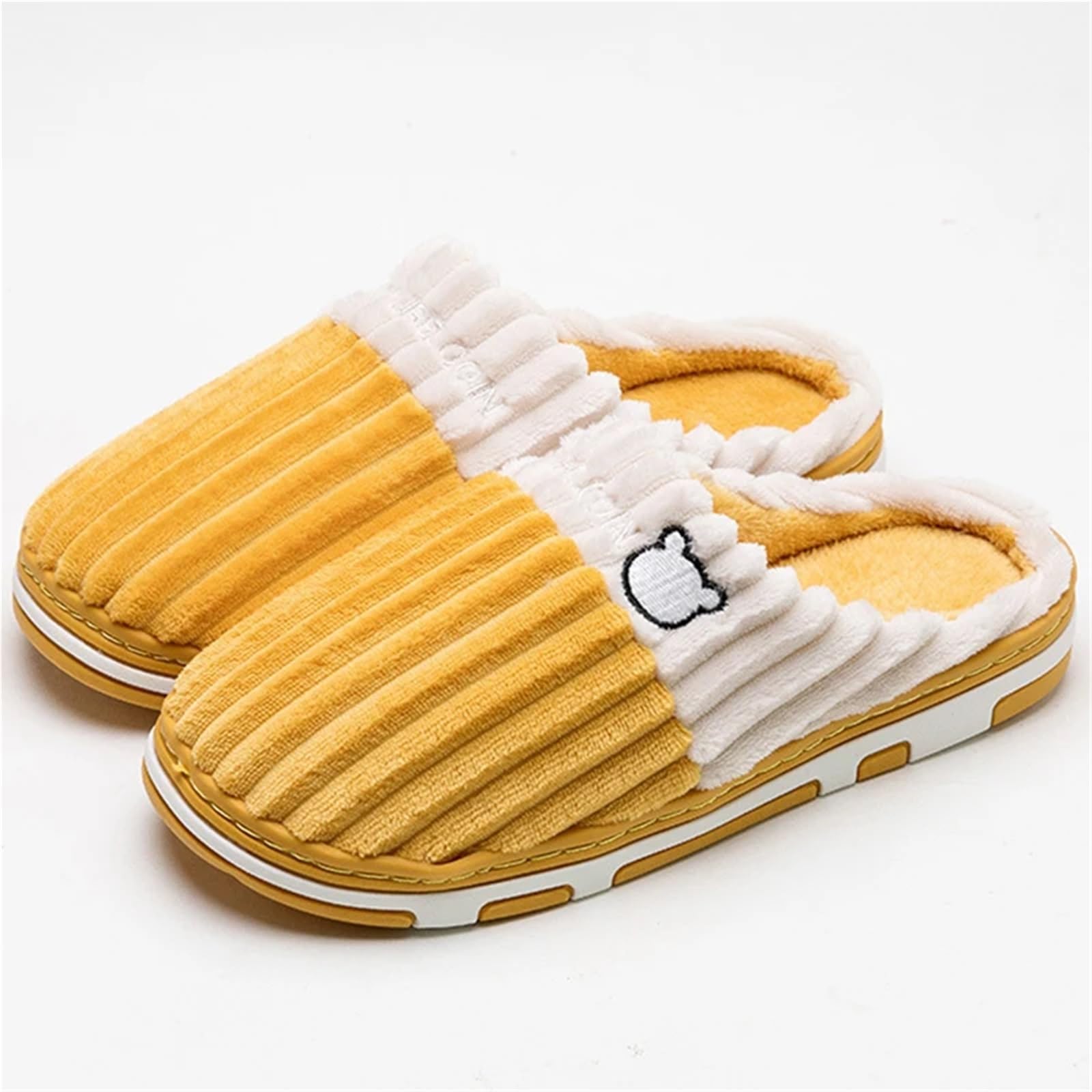ERHTGUO Smile Women Confinement Soft Cotton Slippers Warm Non-slip Plush Home Men Winter Couple(Color3,44-45)